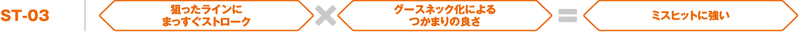 ST-03狙ったラインにまっすぐストローク×グースネック化によるつかまりの良さ＝ミスヒットに強い